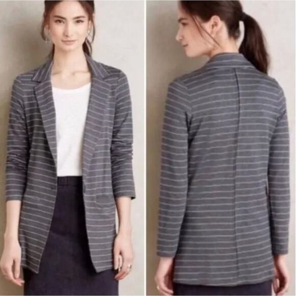 Dolan Gray Striped Long Sleeve Single Button Cardigan Blazer Women's Size Large - Picture 1 of 7